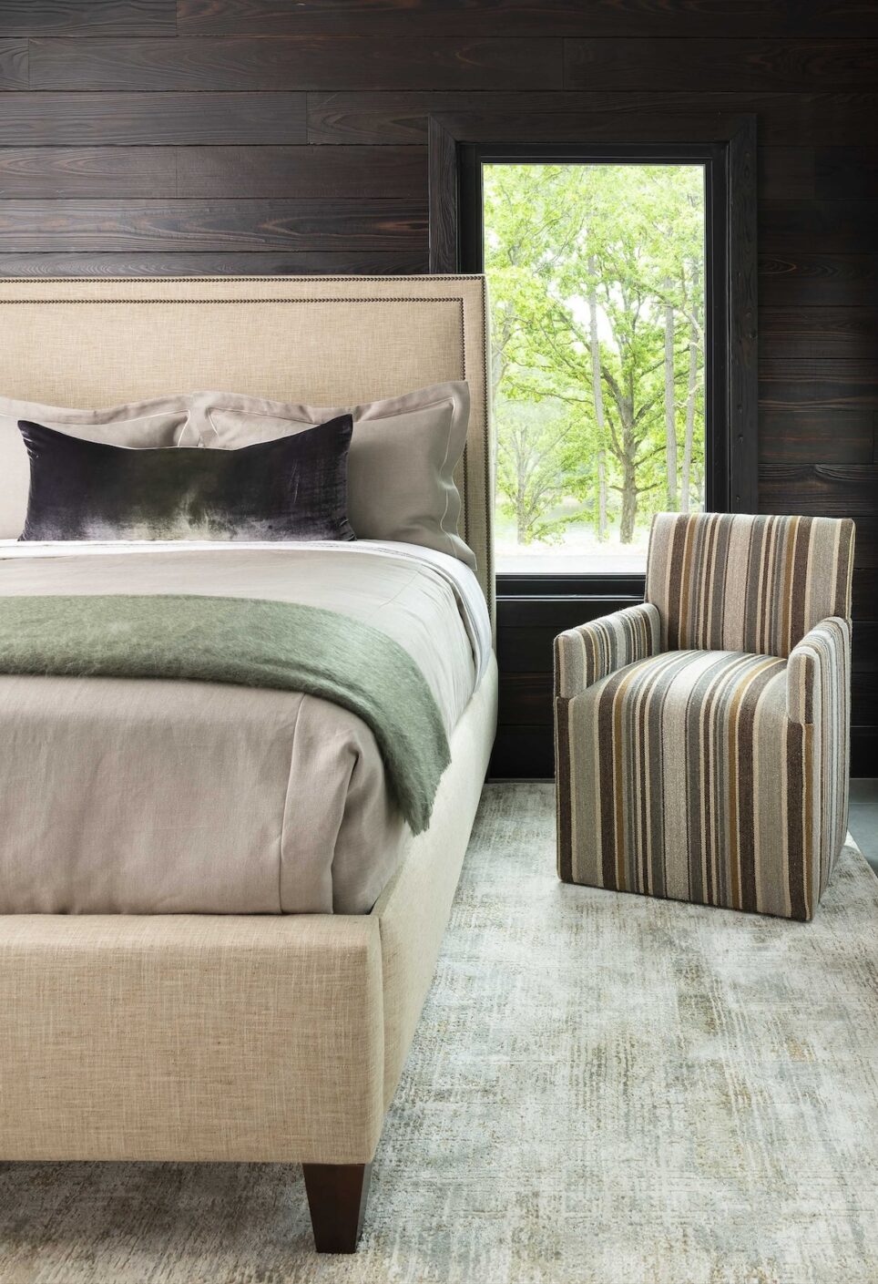 Bedroom Interior Design Striped Accent Chair