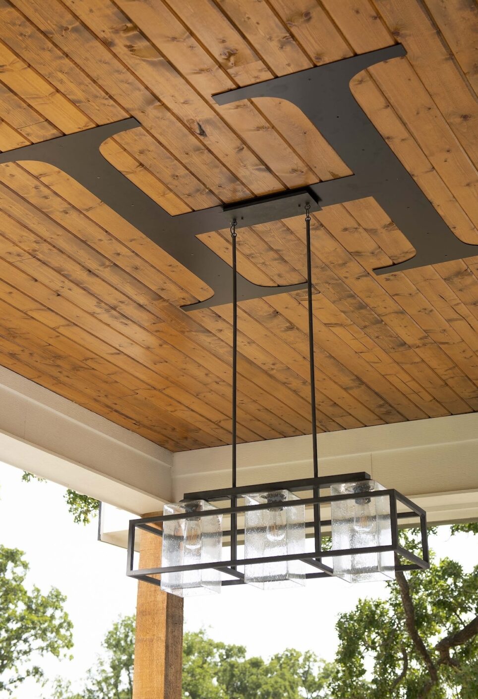 Custom Monogram Ceiling Design Outdoor Patio
