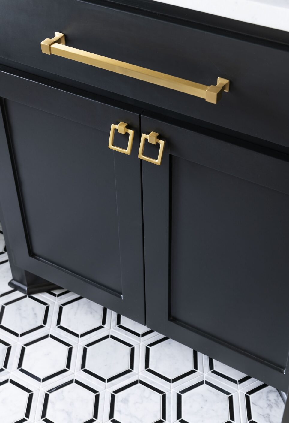 Powder Room Tile Floor Black And White