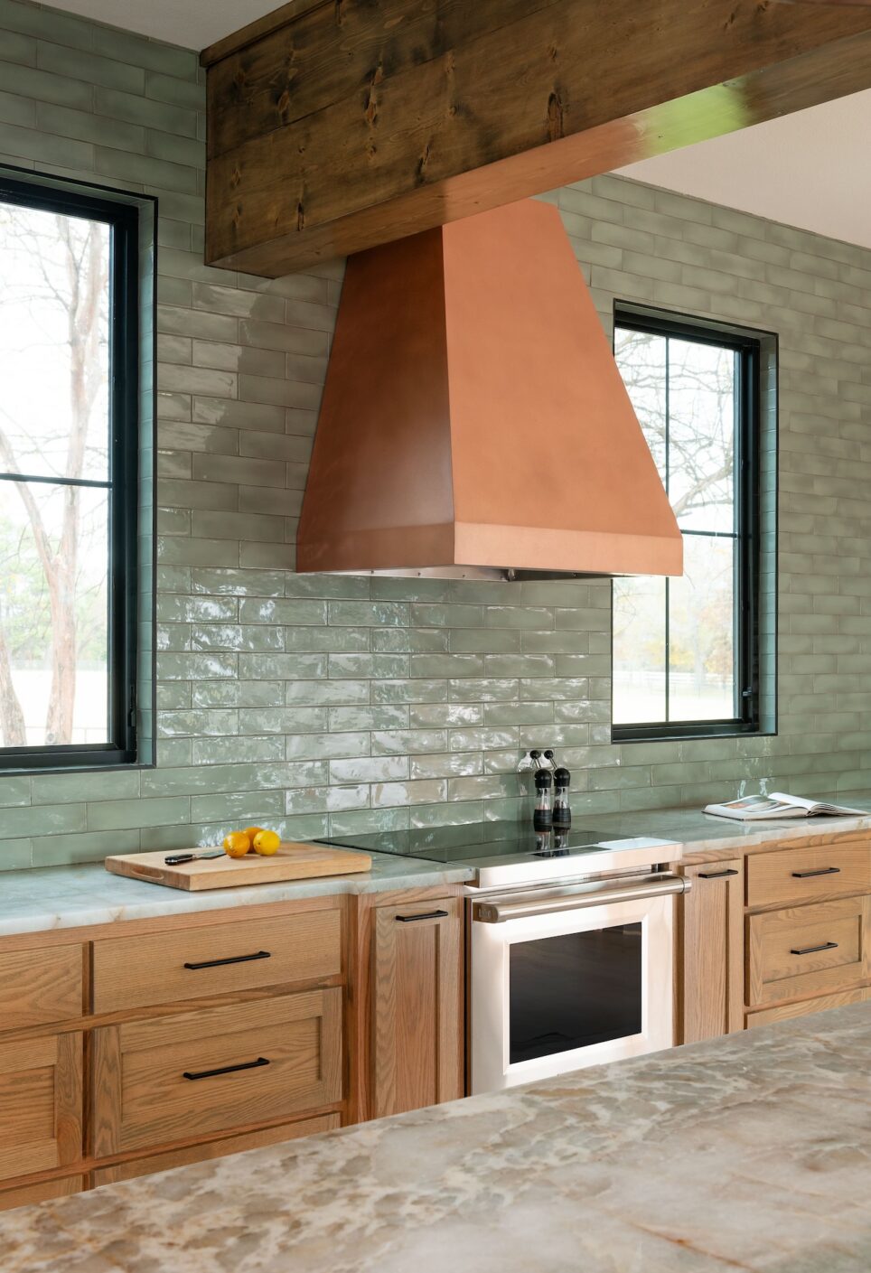 Sage Green Tile Backsplash Wall Kitchen Design