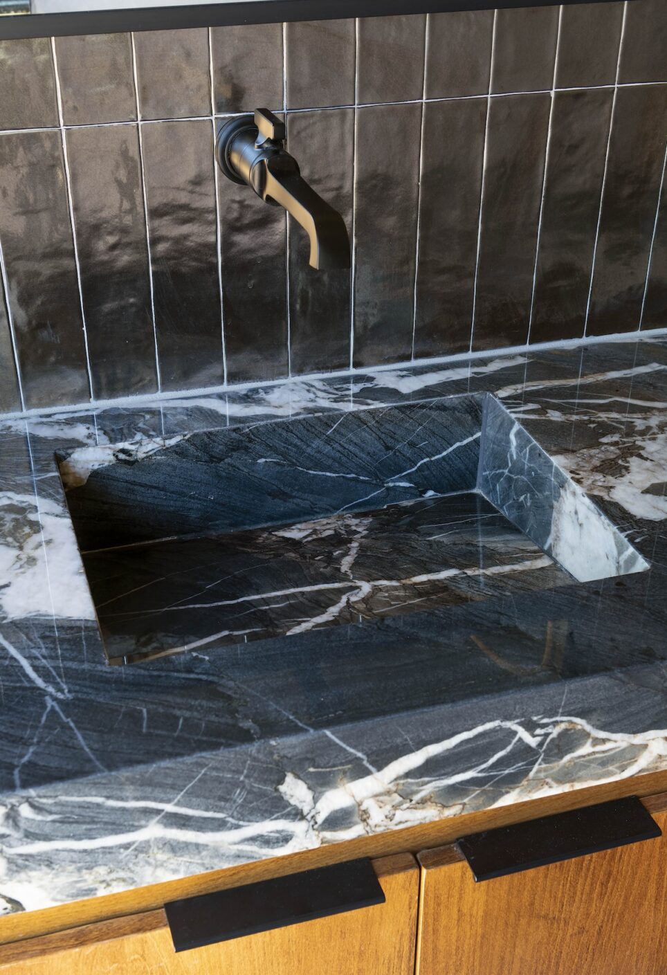 Bathroom Sink Detail White Gray Stone